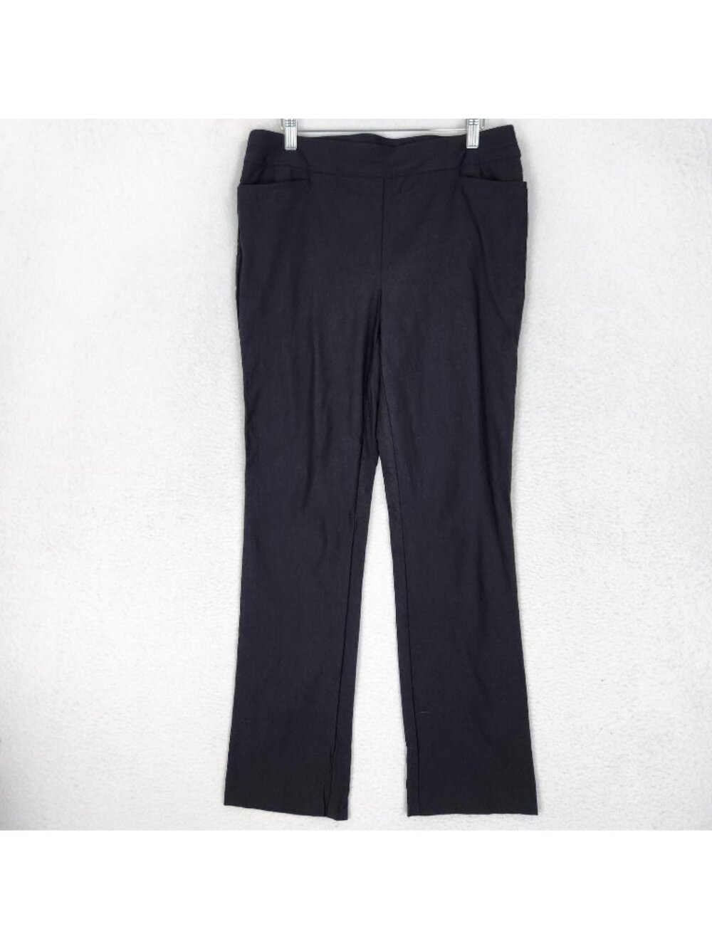 Chicos Pants Womens 10 Black 1.5 Ponte Straight Leg Pull On Stretch Work Casual